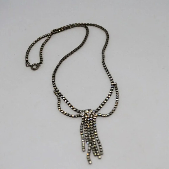 Clear Rhinestone Necklace Vintage - Picture 2 of 7